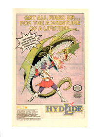 1989 Nintendo NES Video Game PRINT AD - Hydlide RPG Role Playing Adventure