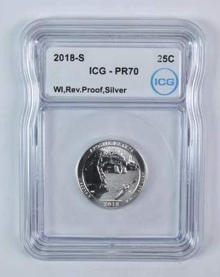 2018-S Washington Quarter ATB Apostle Islands Silver Reverse PR70 ICG *4266 - Image 1 of 4
