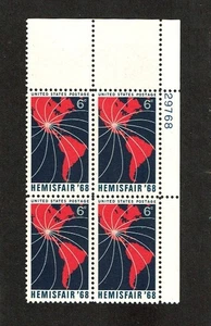 1968 U.S. COMMEM  6c HEMISFAIR '68  Plt#Blk of 4 Sc#1340  M/NH/OG GEM See Note - Picture 1 of 1