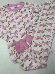 HANNA ANDERSSON ORGANIC COTTON UNICORN LONG JOHNS PAJAMAS SET 130 8 - Picture 1 of 3