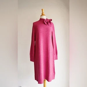 Nuevo con etiquetas Vestido Suéter J.Crew Extra Suave Cuello Lazo | Talla L | Rosa - Imagen 1 de 7
