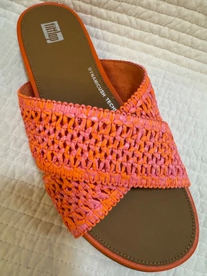 FITFLOP GRACIE TOBOGANES CRUZADOS TEJIDOS RAFIA SATSUMI ROSA Y NARANJA TOBOGANES TALLA 7 Foto 1 de 4