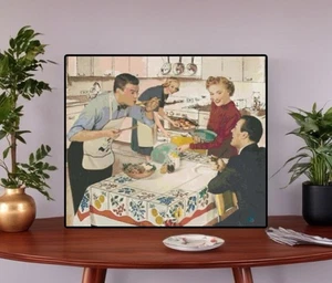 Handmade Vintage Retro Dinner Party Counted Cross-Stitch Pattern Needlepoint - Picture 1 of 2