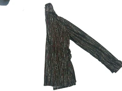 Top Nicki by Nicole Miller Cuello Negro Blanco Rosa Lunares Cruzado Frontal Talla S Foto 1 de 4