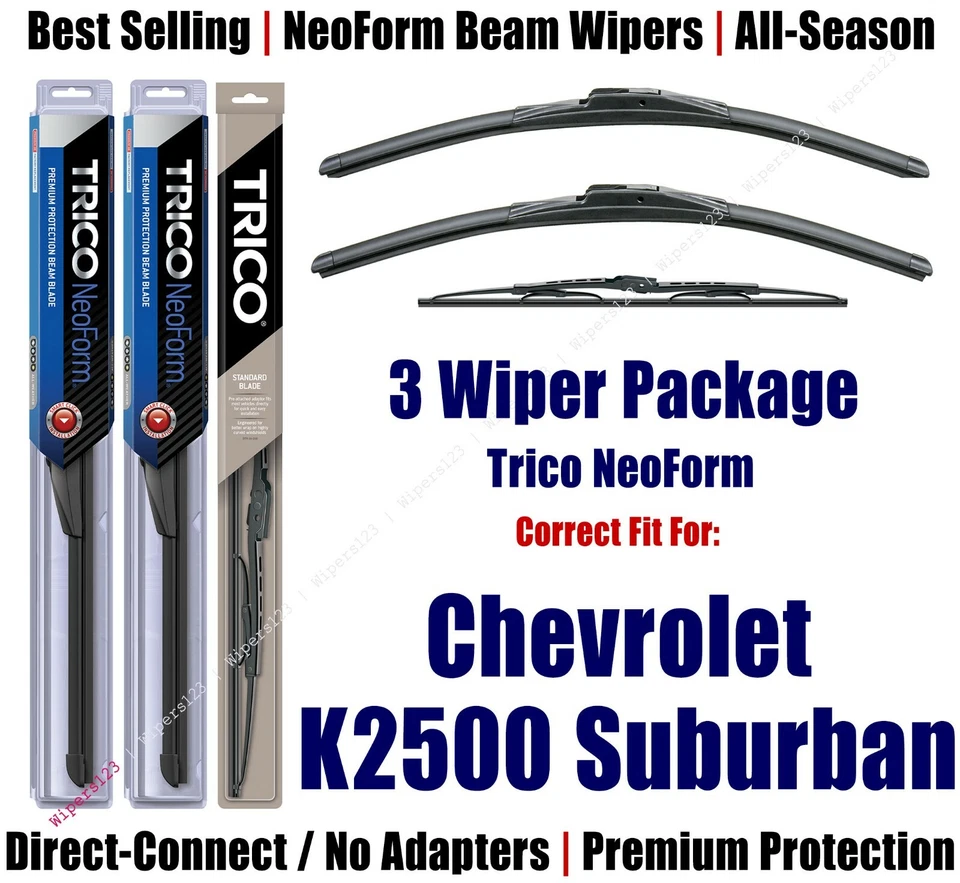3-Pk Super-Premium NeoForm Wipers fit 1995-99 Chevrolet K2500 Sub 16180x2/30130 Foto 1 de 1