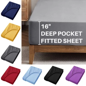 Fitted Sheet Deep Pocket Easy Care Breathable Microfiber Elastic Bedding Sheets - Picture 1 of 47