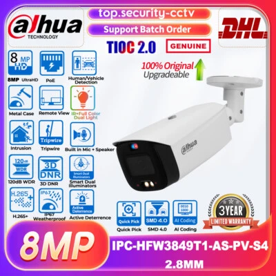 Dahua Bullet 8MP 4K IPC-HFW3849T1-AS-PV-S4 Active Deterrence 2Way Talk IP Camera - Image 1 of 4