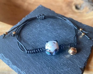 Armband Bracelet schwarz Katze Glückskatze Keramik Geschenkidee NEU (03A) - Bild 1 von 3