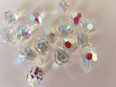 Preciosa Genuino Checo Corte a Máquina Gota Colgante 12x18mm Cristal AB, 6 Colgantes Foto 1 de 3