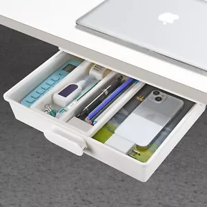 Large Under Desk Drawer Self-Adhesive Storage Organizer for Office White - Picture 1 of 6