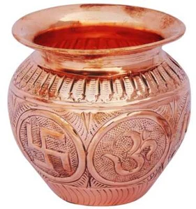 Olla de cobre 900 ml Kalash Pooja Lota para Puja Home Temple 4,7*4,7*5 pulgadas - Imagen 1 de 4