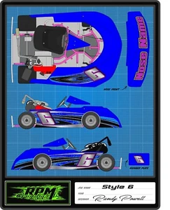 RACING GO KART WRAP WITH FRONT AND REAR NUMBERS, graphics, decals, wraps-Style6 - Picture 1 of 1