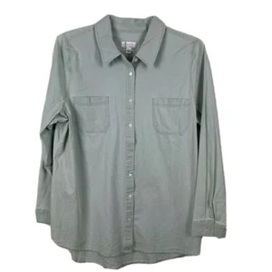 Denim & Co. Womens Button Front Shirt Blue Long Sleeve Collar Stretch L New - Bild 1 von 6