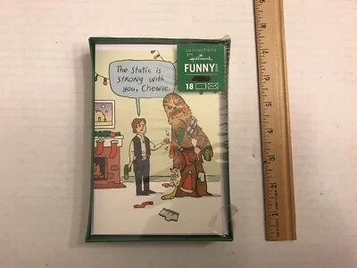Disney Star Wars Han & Chewbacca Hallmark Funny Christmas Cards 18 CT Pack 2016 - Image 1 of 4