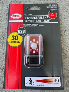 Bell USB Rechargeable 30 Lumen LED Bicycle Tail Light w/ Mount Strap Arella X50 - Picture 1 of 1