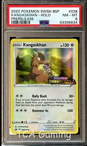 PSA 8 NM-MINT Kangaskhan SWSH038 STAFF PreRelease HOLO PROMO Pokemon Card 634
