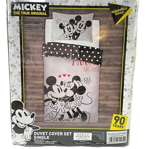 Mickey Mouse Disney Duvet Cover Set Single Reversible US Twin Moon & Back New
