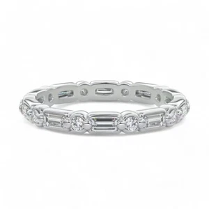 Banda de compromiso corte baguette diamante 1 quilate cultivada en laboratorio oro blanco 14K talla 7 8 - Imagen 1 de 11