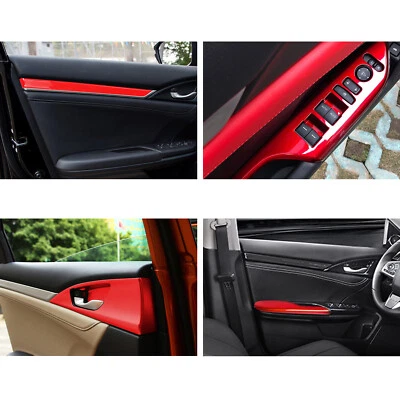 Apoio de braço interior vermelho interruptor de janela painel decoração capa para Honda Civic 2016-21 - Imagem 1 de 4