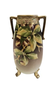 Blumenvase Nippon Ahornblatt handbemalt 2-Griff, dreifüßig Gold vergoldeter Rand - Bild 1 von 13