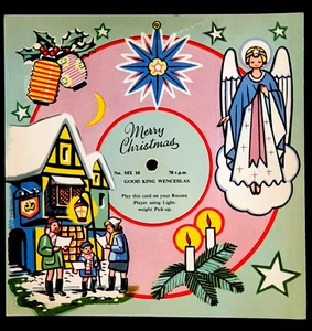 Vintage MELODIE WEIHNACHTSKARTE 50er Jahre spielbare Scheibe, MX10 - "Guter König Wenzel" - Bild 1 von 5