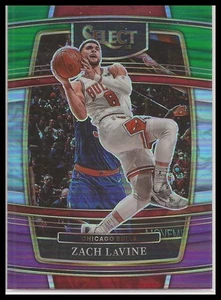 Tarjeta Prizm 2021-22 Panini Select Zach Lavine Bulls Kings verde blanco y púrpura - Imagen 1 de 2