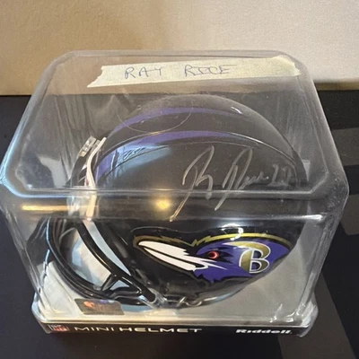 Minicasco Riddell autografiado firmado por Ray Rice Baltimore Ravens NFL Foto 1 de 4