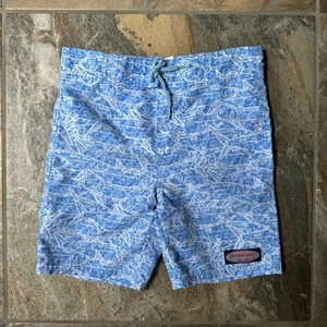 Vineyard Vines Blue Fish Print Swim Trunks Boys Size 7 - Picture 1 of 6