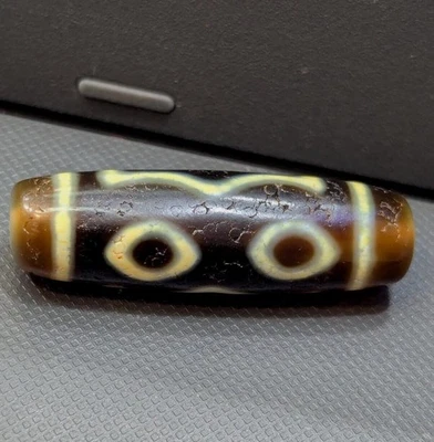 Antiguo Himalaya Indo Tibetano 3 Ojos Cuentas Ágata Patrón Único De Colección Foto 1 de 4