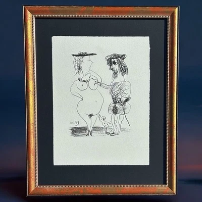 Pablo Picasso lithographie Originale « Le Seigneur Et La Dame » Mourlot  - Photo 1/4
