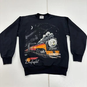 Daylight Glow In The Dark Train Sweatshirt Youth Size L Black Railroad - Picture 1 of 7