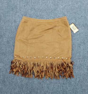 Cowgirl Justice Faux Leather Skirt Womens Medium Brown Fringe Western Cowgirl - Image 1 of 4
