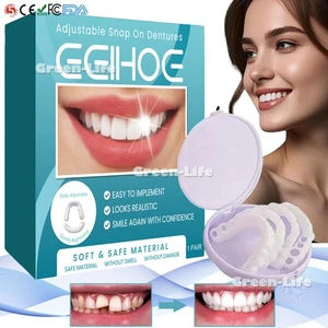 New Snap On False Teeth Upper + Lower Dental Veneers Dentures Tooth Cover Set - Bild 1 von 15