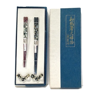 Box Set 2 Pairs of Chopsticks And Rests Floral Blue Burgundy In Box Japan China - Foto 1 di 10