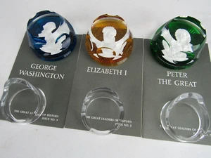 Baccarat paperweight Franklin Mint 1977 1976 Washington Peter Elizabeth stands - Picture 1 of 10