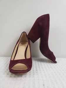 (J5) VINCE CAMUTO VC-BERIT WOMENS SHOES SIZE 8.5M LEATHER SUEDE PEEP TOE PUMP - Picture 1 of 9