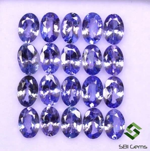 9,54 Karat natürlicher Tansanit ovaler Schnitt 6x4 mm Menge 20 Stck. kalibrierte lose Edelsteine - Bild 1 von 6