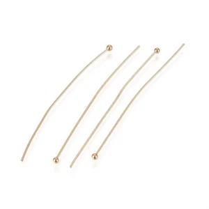IX42 - LOT 20 TIGES CLOUS À BILLE 50MMx0,6MM 5CM INOX ACIER INOXYDABLE DORÉ OR 2 - Picture 1 of 2
