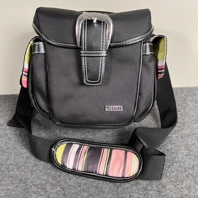 Vituri Faux Leather Shoulder DSLR Padded Black Pink Camera Case w/ Compartments - Image 1 of 4