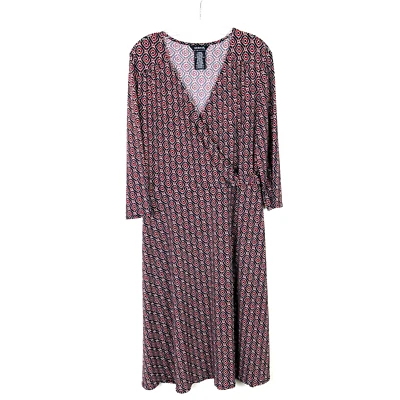 Vestido midi George para mujer línea A talla L elástico jersey cuello en V manga 3/4 Foto 1 de 4
