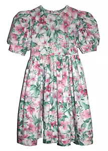 ABITO BAMBINA VINTAGE anni 80 90 6 fantasia boutique MIDI floreale usato in ottime condizioni ritratto Pasqua - Foto 1 di 9