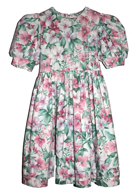 VINTAGE 80s 90s GIRL DRESS 6 Fancy Boutique MIDI Floral EUC  Portrait Modest - Image 1 of 4