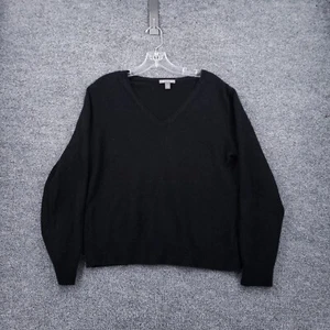 Apt 9 Sweater Womens XL Black Long Sleeve Cashmere V Neck Casual Pullover Knit - Picture 1 of 9