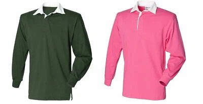 FRONT ROW Kids Long Sleeve Plain Rugby Shirt Top Boys Girls Age 5-6 - 11-13 FR109B