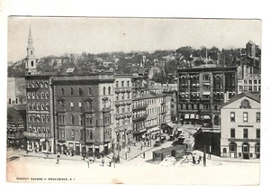 Postal de Market Square 1906 View Street Cars Providence Rhode Island RI - Imagen 1 de 2