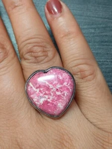 Gemstone Pink Thulite Heart Ring 925 Sterling Silver Fine Jewelry mom GIFT - Imagen 1 de 6