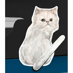 White Persian Cat Rear Car Window Sticker + Wagging Tail To Fit On Wiper Arm - Picture 1 of 3