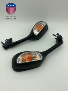 1 Pair Black Mirrors Smoke Turn Signals For Suzuki GSXR 600 750 1000 2001-2016 - Picture 1 of 9