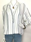 NWT Dylan by True Grit Striped Blouse Tunic Rayon Soft 3/4 Sleeve White S $79