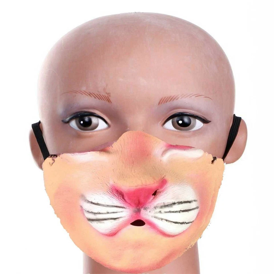 Easter BUNNY Latex LOWER HALF FACE MASK Novelty Costume Funny Gag-KITTY CAT LION - Image 1 of 4